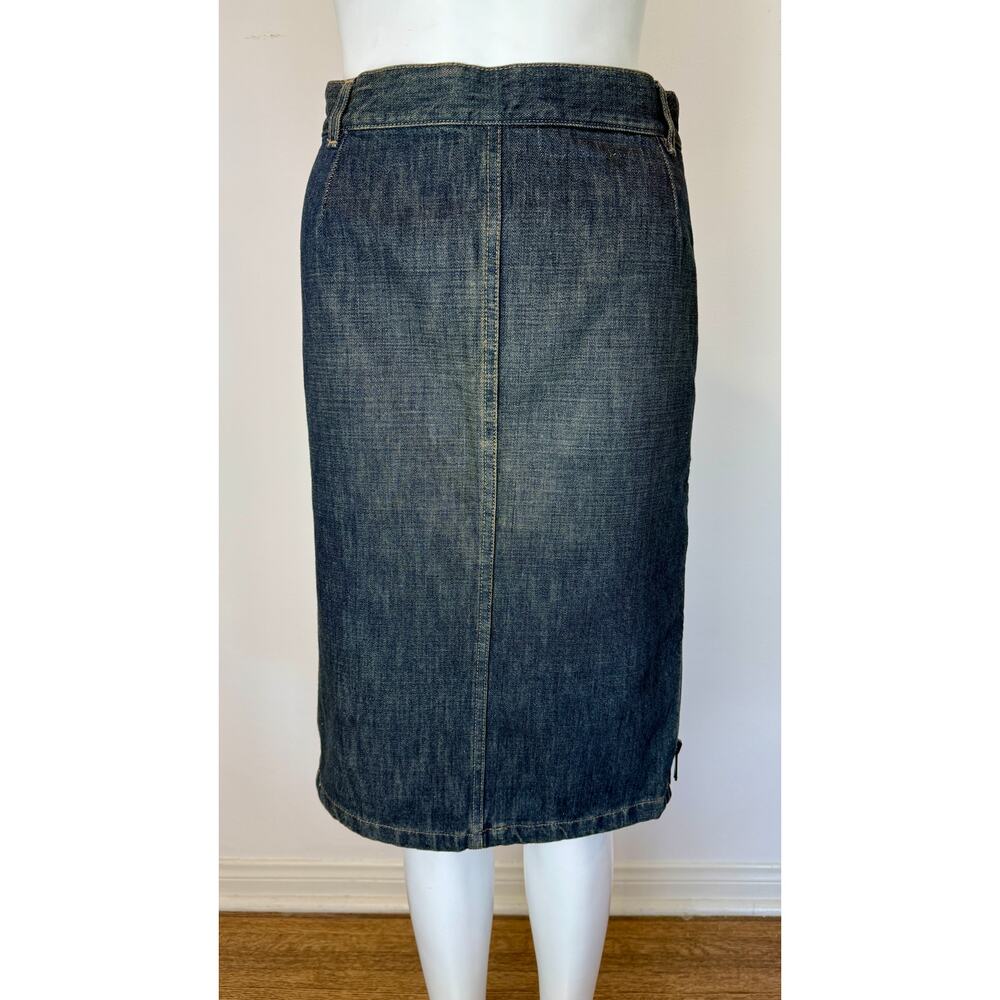 F/W 2001 Gucci Distressed Zipper Denim Pencil Skirt